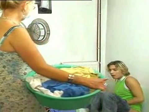 Blonde Mom Caught Not Her Son Jerking On Porn Magazine In Laundry Room