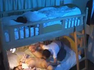 Young Girl Watched Elder Sister Fucking From A Bed Above