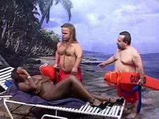 Midget Lifeguards Punish Ebony Lady For Sunbathing Without Swimwear