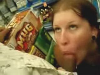 Teen Girl Giving Head In A Grocery Store