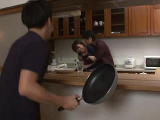 Two Friends Fight Over Their Friends Mom In A Kitchen
