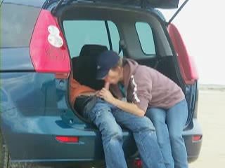 Amateur Wife Blows Cock In The Car Gets Mouthful and Spits Cum